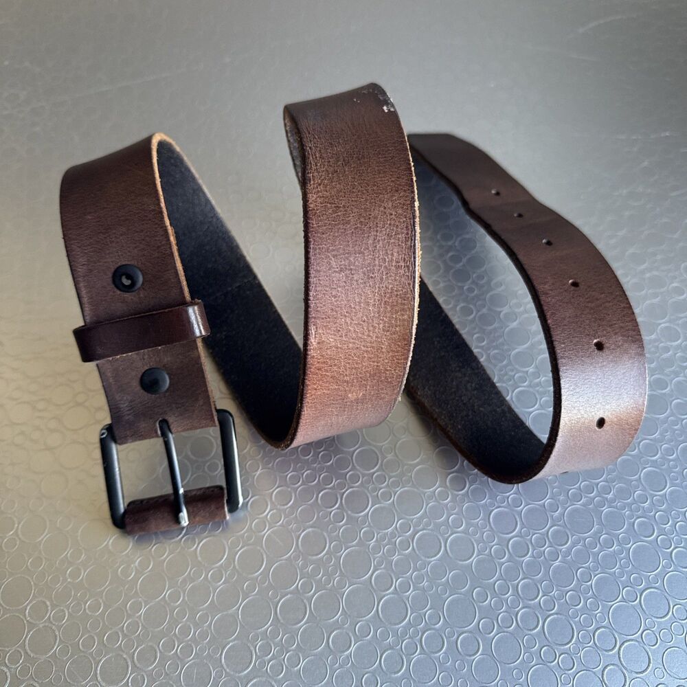 Vintage American Eagle Mens Brown Distressed Genuine Leather Belt- Size M 32